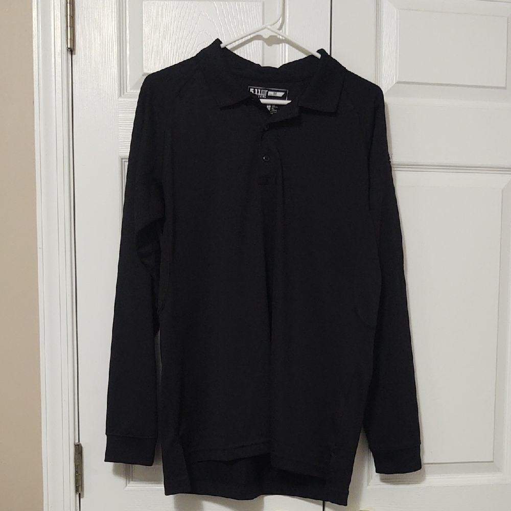 Men's 5.11 Tactical Black Long Sleeve Performance Polo Shirt